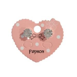 7 mm Round Cut Clear Rhinestone Stud Earrings Silver Plated Posts